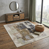4' X 6' Gray Black and Brown Abstract Power Loom Area Rug