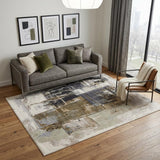 5' X 8' Gray Black and Brown Abstract Power Loom Area Rug