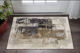 2' X 3' Gray Black and Brown Abstract Power Loom Area Rug