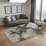 5' X 8' Taupe Brown And Black Abstract Area Rug
