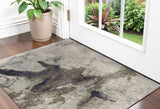 2' X 3' Taupe Brown And Black Abstract Area Rug