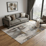 5' X 8' Ivory Gray and Brown Abstract Power Loom Area Rug