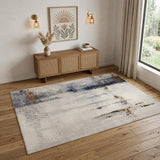4' X 6' Ivory Blue and Brown Abstract Power Loom Area Rug