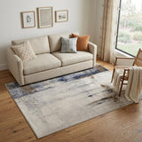 5' X 8' Ivory Blue and Brown Abstract Power Loom Area Rug