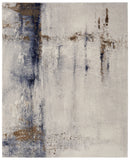 2' X 3' Ivory Blue and Brown Abstract Power Loom Area Rug