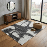 4' X 6' Black and Gray Abstract Hand Woven Area Rug