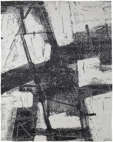 4' X 6' Black and Gray Abstract Hand Woven Area Rug