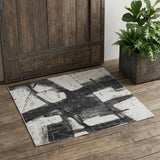 2' X 3' Black and Gray Abstract Hand Woven Area Rug