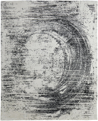 2' X 3' Black and Gray Abstract Hand Woven Area Rug