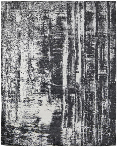 2' X 3' Black and Gray Abstract Hand Woven Area Rug