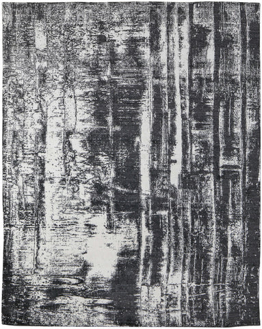 2' X 3' Black and Gray Abstract Hand Woven Area Rug