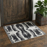 2' X 3' Black and Gray Abstract Hand Woven Area Rug