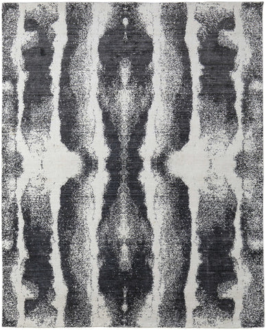 2' X 3' Black and Gray Abstract Hand Woven Area Rug