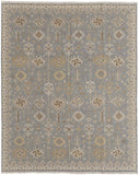 4' X 6' Gray and Ivory Wool Oriental Hand Knotted Area Rug With Fringe