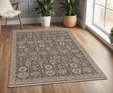 4' X 6' Tan and Brown Wool Oriental Hand Knotted Area Rug With Fringe