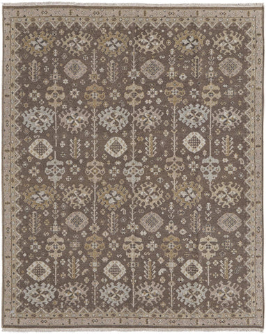 2' X 3' Tan and Brown Wool Oriental Hand Knotted Area Rug With Fringe