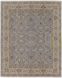 2' X 3' Tan and Gray Wool Oriental Hand Knotted Area Rug With Fringe