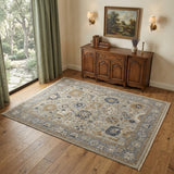 4' X 6' Gray and Brown Wool Oriental Hand Knotted Area Rug With Fringe