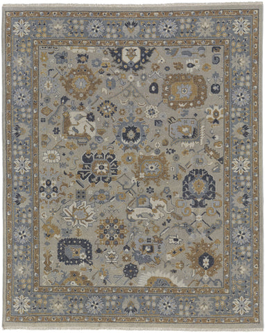 4' X 6' Gray and Brown Wool Oriental Hand Knotted Area Rug With Fringe