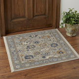 2' X 3' Gray and Brown Wool Oriental Hand Knotted Area Rug With Fringe