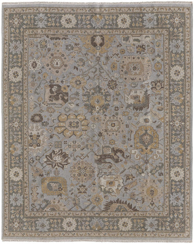 4' X 6' Gray and Brown Wool Oriental Hand Knotted Area Rug With Fringe