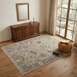 4' X 6' Gray and Brown Wool Oriental Hand Knotted Area Rug With Fringe