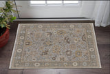2' X 3' Gray and Brown Wool Oriental Hand Knotted Area Rug With Fringe