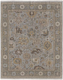 2' X 3' Gray and Brown Wool Oriental Hand Knotted Area Rug With Fringe