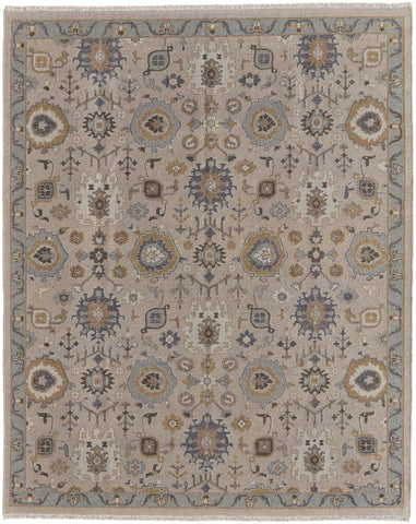 4' X 6' Tan Brown and Gray Wool Oriental Hand Knotted Area Rug With Fringe