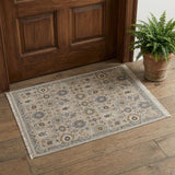 2' X 3' Tan Brown and Gray Wool Oriental Hand Knotted Area Rug With Fringe