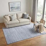 5' X 8' Blue and Ivory Power Loom Area Rug