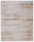 5' X 8' Ivory and Tan Abstract Power Loom Worn Faded Area Rug