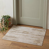 2' X 3' Ivory and Tan Abstract Power Loom Worn Faded Area Rug