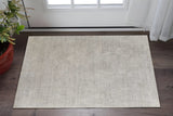 2' X 3' Gray and Ivory Abstract Hand Woven Worn Faded Area Rug