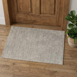 2' X 3' Gray and Ivory Abstract Hand Woven Worn Faded Area Rug