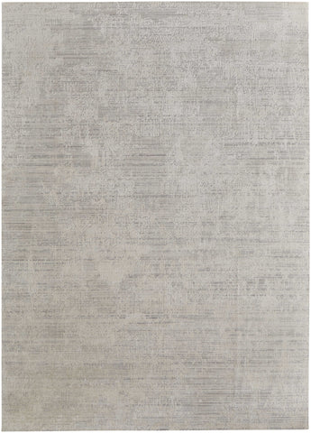 2' X 3' Gray and Ivory Abstract Hand Woven Worn Faded Area Rug