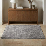 3' X 5' Gray And Silver Abstract Hand Woven Distressed Area Rug