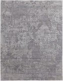 3' X 5' Gray And Silver Abstract Hand Woven Distressed Area Rug