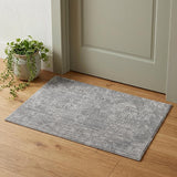 2' X 3' Gray And Silver Abstract Hand Woven Distressed Area Rug
