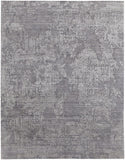 2' X 3' Gray And Silver Abstract Hand Woven Distressed Area Rug