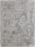 3' X 5' Gray and Silver Abstract Hand Woven Worn Faded Area Rug