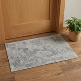 2' X 3' Gray and Silver Abstract Hand Woven Worn Faded Area Rug