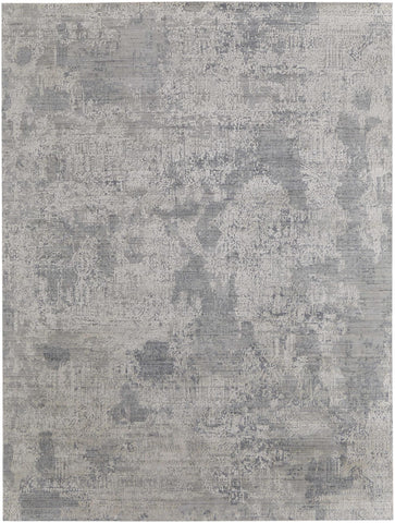 2' X 3' Gray and Silver Abstract Hand Woven Worn Faded Area Rug