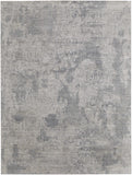5' X 7' Gray and Silver Oriental Power Loom Worn Faded Area Rug