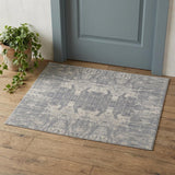 2' X 3' Gray and Silver Abstract Hand Woven Worn Faded Area Rug