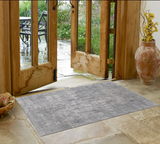 3' X 5' Gray and Silver Abstract Hand Woven Worn Faded Area Rug