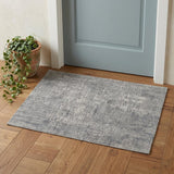 2' X 3' Gray and Silver Abstract Hand Woven Worn Faded Area Rug