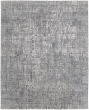 2' X 3' Gray and Silver Abstract Hand Woven Worn Faded Area Rug