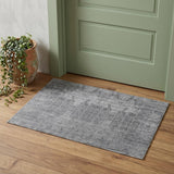 2' X 3' Gray and Silver Abstract Hand Woven Worn Faded Area Rug