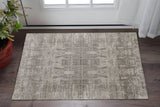 2' X 3' Gray and Silver Abstract Hand Woven Worn Faded Area Rug